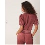 ASOS DESIGN exposed seam short sleeve sweat tee co-ord washed burgundy