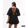 Topshop deep v playsuit in black