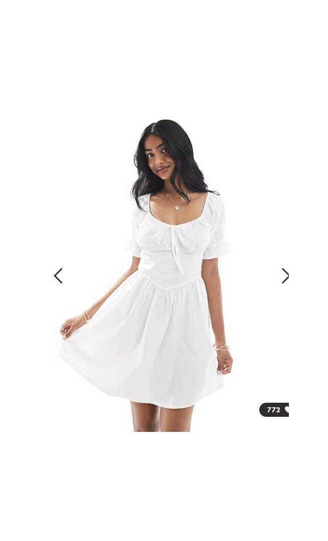 Wednesday's Girl puff sleeve mini dress in white