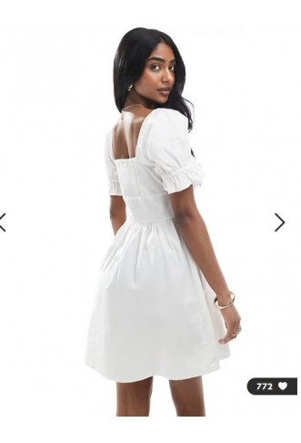 Wednesday's Girl puff sleeve mini dress in white