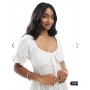 Wednesday's Girl puff sleeve mini dress in white