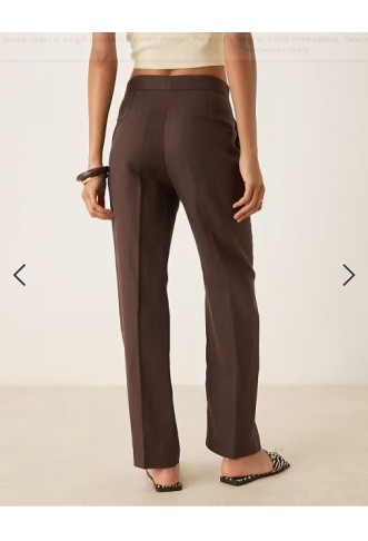 Mango soft touch linen tailored trouser co-ord in chocolate