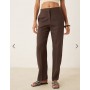 Mango soft touch linen tailored trouser co-ord in chocolate