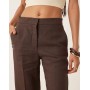 Mango soft touch linen tailored trouser co-ord in chocolate