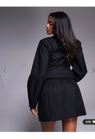 ASOS LUXE structured linen sculpted mini skirt co-ord in black
