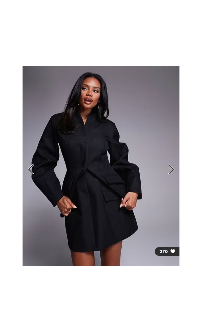 ASOS LUXE structured linen sculpted mini skirt co-ord in black