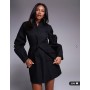 ASOS LUXE structured linen sculpted mini skirt co-ord in black
