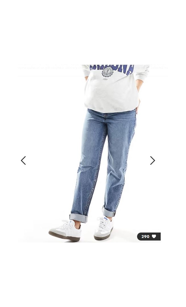 ASOS DESIGN Maternity high rise relaxed mom jeans in mid blue