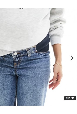 ASOS DESIGN Maternity high rise relaxed mom jeans in mid blue