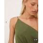 ASOS DESIGN one shoulder satin cami top in olive