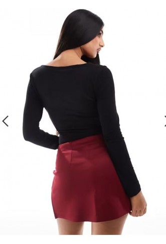 ASOS DESIGN wrap long sleeve bodysuit in black