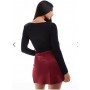 ASOS DESIGN wrap long sleeve bodysuit in black