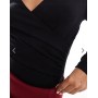 ASOS DESIGN wrap long sleeve bodysuit in black