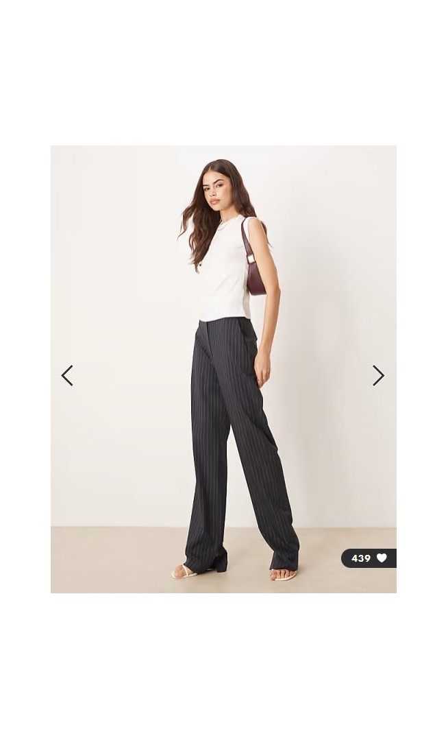 ASOS DESIGN Tall tailored slim straight trousers with split in navy pinstripe