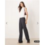 ASOS DESIGN Tall tailored slim straight trousers with split in navy pinstripe