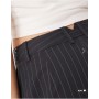 ASOS DESIGN Tall tailored slim straight trousers with split in navy pinstripe