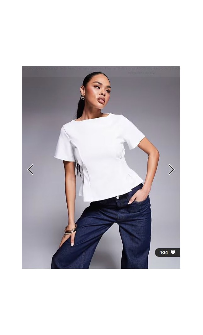 ASOS DESIGN seam detail corset waist top in white in scuba-style fabric