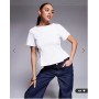 ASOS DESIGN seam detail corset waist top in white in scuba-style fabric