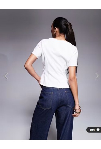 ASOS DESIGN seam detail corset waist top in white in scuba-style fabric