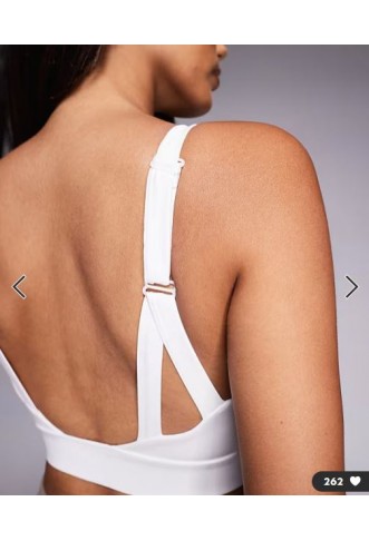 4505 Fuller bust Icon active medium support sports bra with removable padding and adjustable straps in white