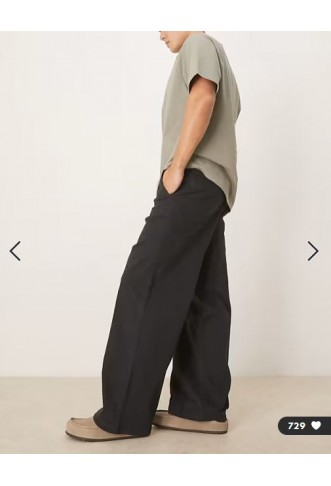 ASOS DESIGN loose chinos in black