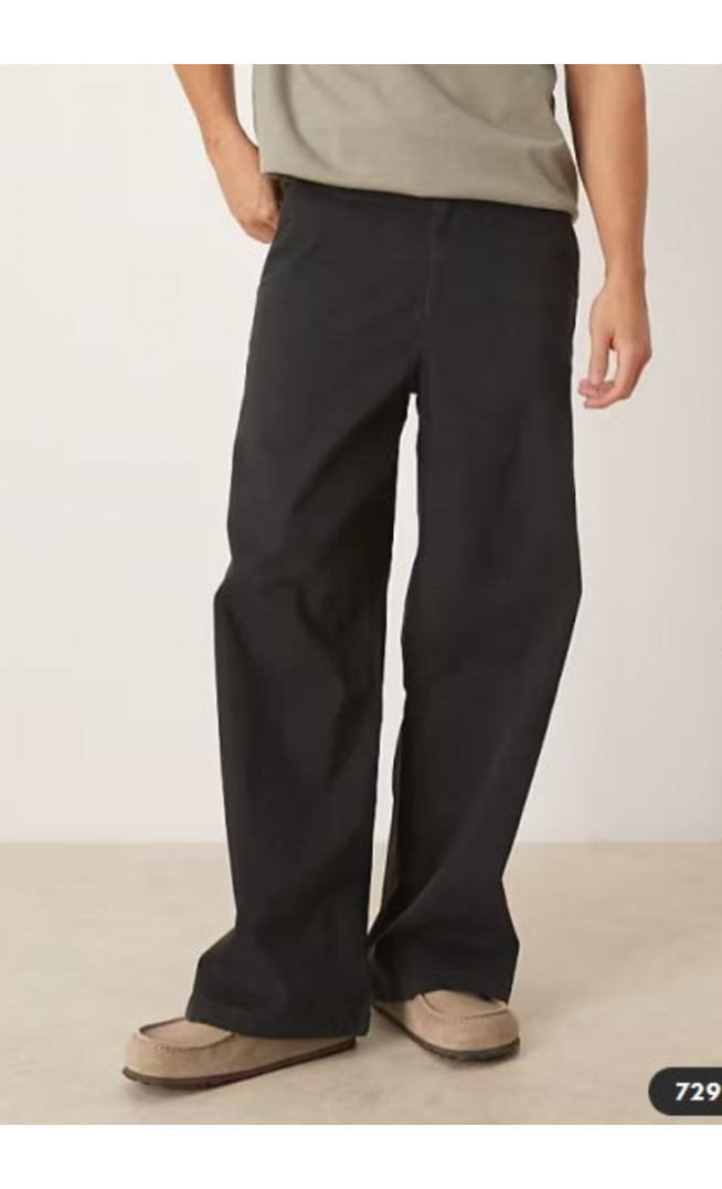 ASOS DESIGN loose chinos in black