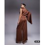 ASOS DESIGN satin one sleeve cut out jumpsuit in chocolate