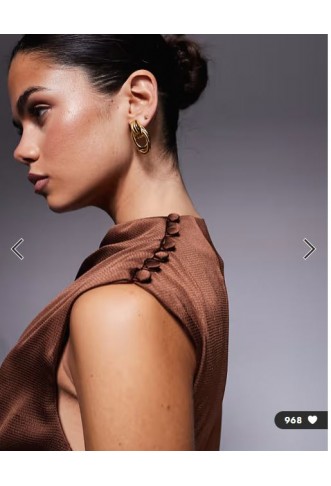 ASOS DESIGN satin one sleeve cut out jumpsuit in chocolate