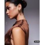 ASOS DESIGN satin one sleeve cut out jumpsuit in chocolate