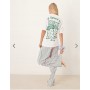 ASOS DESIGN oversized tee and wide leg trouser pyjama set in stripe bed graphic
