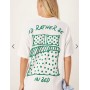ASOS DESIGN oversized tee and wide leg trouser pyjama set in stripe bed graphic