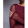 ASOS DESIGN mesh long sleeve midi dress in burgundy