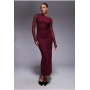 ASOS DESIGN mesh long sleeve midi dress in burgundy