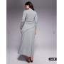 ASOS DESIGN long sleeve drape detail maxi dress in grey
