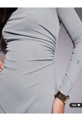 ASOS DESIGN long sleeve drape detail maxi dress in grey