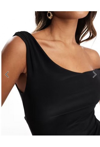 ASOS DESIGN twist shoulder with lace up back maxi dress in black