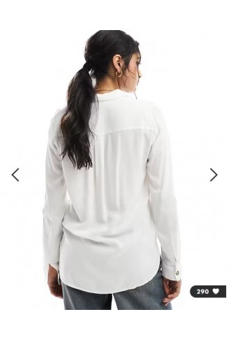 Vero Moda button down shirt with pocket detail in white