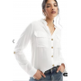 Vero Moda button down shirt with pocket detail in white