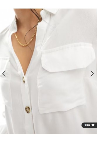 Vero Moda button down shirt with pocket detail in white