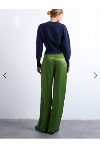 Topshop low rise satin trouser in green