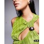 ASOS DESIGN sleeveless draped and cut out with trim detail maxi dress in green