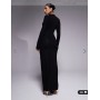 ASOS DESIGN high neck long sleeve with ruching maxi dress in black
