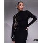 ASOS DESIGN high neck long sleeve with ruching maxi dress in black