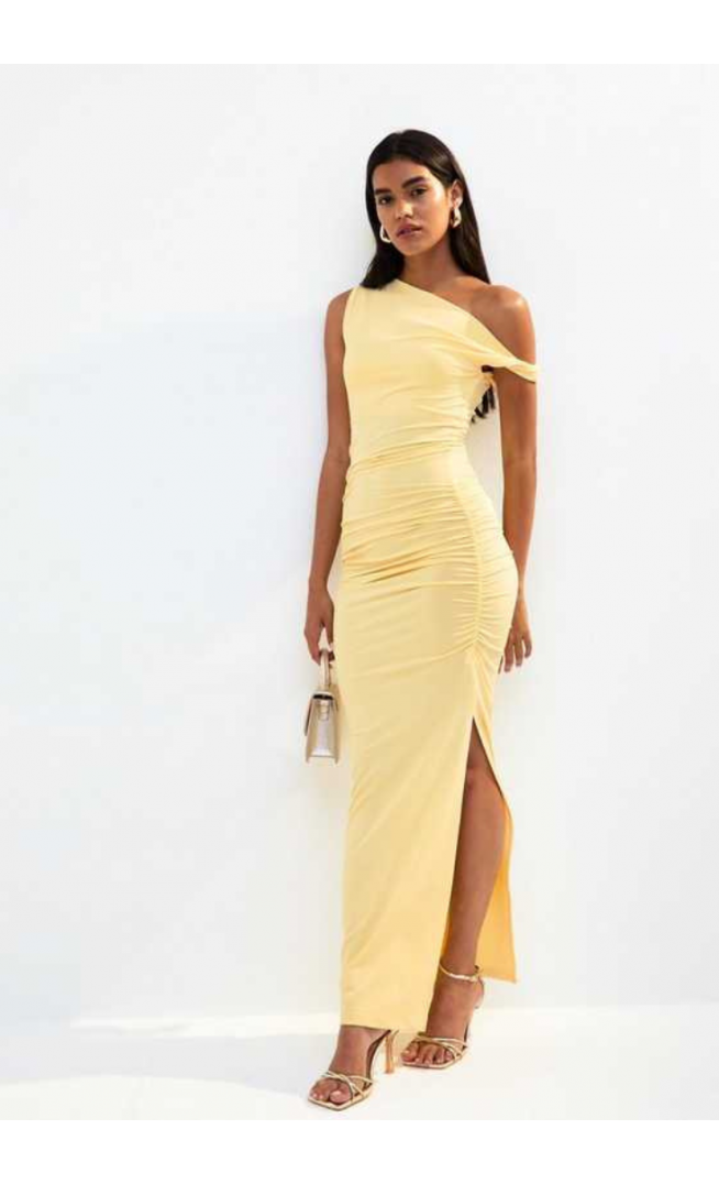 New Look Light Yellow Twist Shoulder Maxi Dress