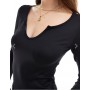 Threadbare super stretch long sleeve bodysuit in black