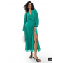 ASOS DESIGN pleated dobby chiffon wrap button detail maxi dress in bright green