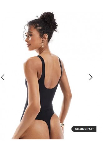 Dorina brushed micro bodysuit in black