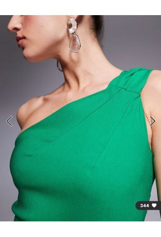 Vesper bengaline one shoulder strap bodycon midaxi dress in emerald