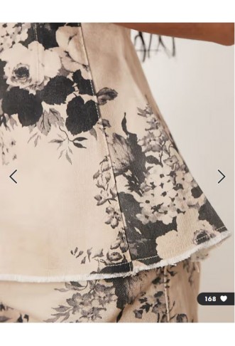 ASOS DESIGN peplum top co-ord in taupe floral print