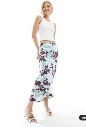 New Look floral satin midi...